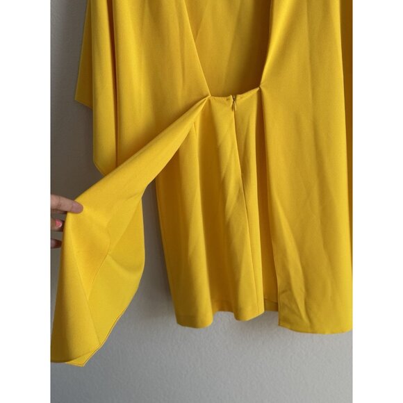 ZARA Women's Open Back Yellow Ruffle Cape Mini Dress Size Small Modest‎ - Picture 7 of 12
